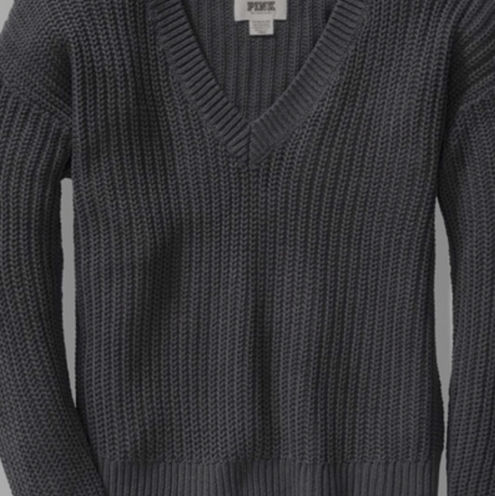 New VS PINK V-NECK SWEATER S Gray